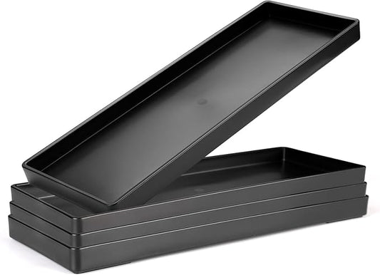 Plastic Serving Tray for Party Supplies Serving Platter for Food Reusable Platters for Catering Snack Fruit Charcuterie Appetizer Hosting Essentials (4pcs Black, 13 × 4.7 in)