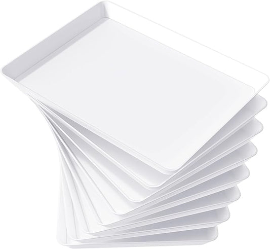 Lifewit Serving Tray for Party Supplies, Reusable Serving Platter for Catering, Snack, Fruit, Charcuterie, Appetizer, Plastic Food Trays, Hosting Essentials, BPA Free, 8 Pcs, Extra Large(16" x 12")