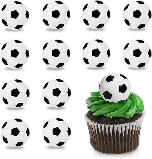 24Pcs Soccer Ball Cupcake Toppers Foam Football Cupcake Food Picks for Sport Balls Theme Baby Shower Wedding Birthday Party Cake Decorations Supplies