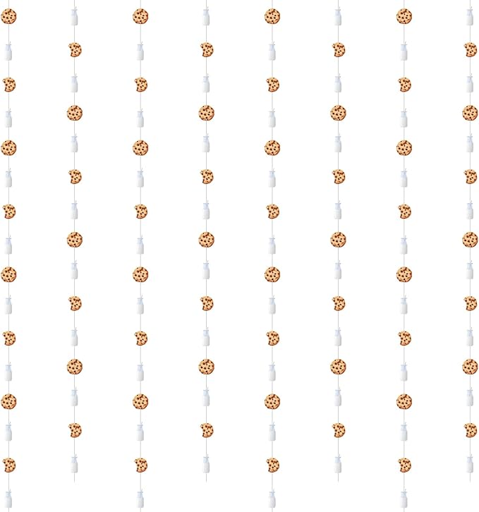 Jollyboom Milk & Cookies Birthday Party Decorations - Hanging Dot Garland Banner Streamer for Sweet 1st Birthday Chocolate Chip Drinks Bottle Boys & Girls