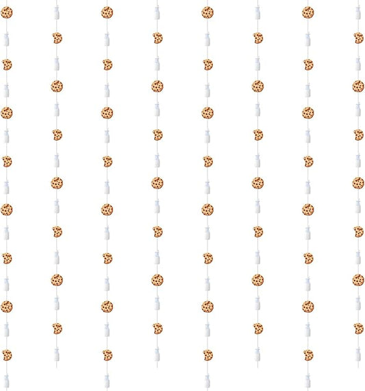 Jollyboom Milk & Cookies Birthday Party Decorations - Hanging Dot Garland Banner Streamer for Sweet 1st Birthday Chocolate Chip Drinks Bottle Boys & Girls