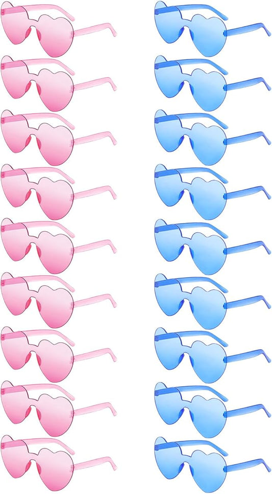 SUNOVELTIES 18 Heart Shape Rimless Sunglasses Transparent Candy Color Party Glasses Colored Eyewear for Women