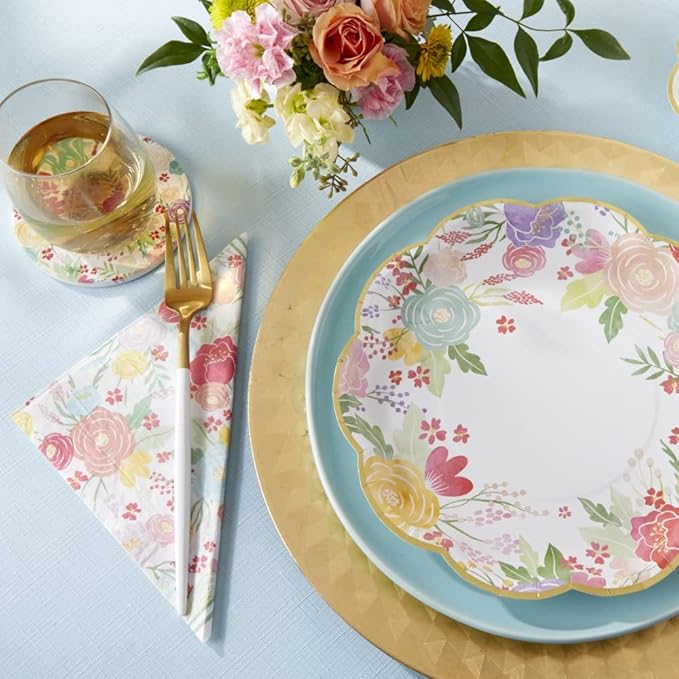 Kate Aspen 2 Ply Paper Party Napkins (Set of 30) Garden Blooms, Perfect for Weddings, Bridal Showers, Baby Showers, Birthdays