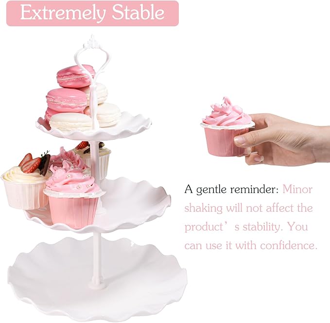 15 PCS Dessert Table Display Set White Cupcake Stand,3 Tiered Tray Stand Cup Cake Tower Holder, Cake Stand Serving Trays Dessert Display Stands for Tea Party Wedding Baby Shower-White