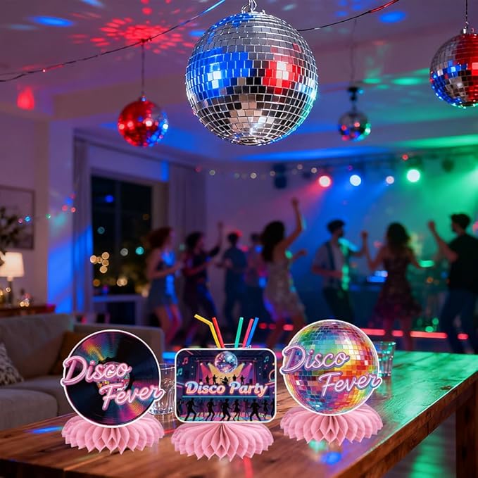 ANATTASOUL 12PCS Table Honeycomb Centerpieces Vintage Disco Birthday Party Decorations for Table, 7.48"*6.2" Honeycomb Decorations for Wedding, Christmas, Anniversary, Home Decor