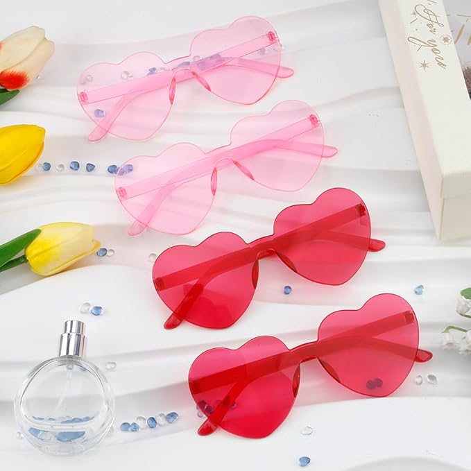 14 Pack Heart Sunglasses, Heart Shaped Sunglasses, Heart Glasses Bulk for Women, Rainbow Sunglasses for Valentine