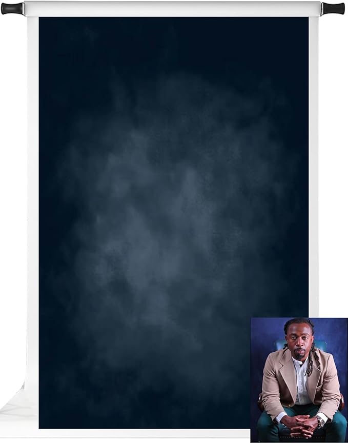 Kate Dark Blue Photography Backdrops Abstract Photo Backdrop Poratrait Background for Photoshoot, 6.5x10ft