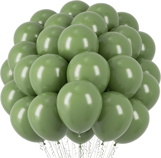 Voircoloria Sage Green Balloons, 66pack 12inch Olive Green Latex Party Balloons for Baby Shower, Graduation, Wedding, Birthday, Bridal Shower, Anniversary Party Decorations