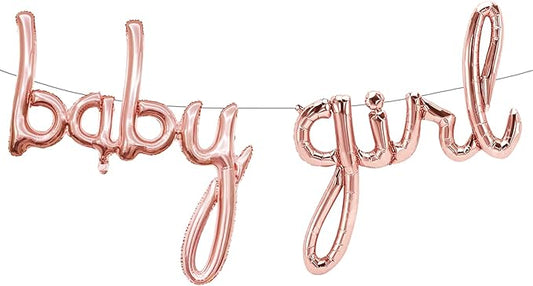 Baby Balloons - Rose Gold Girl Letter Banner for Baby Shower Decorations