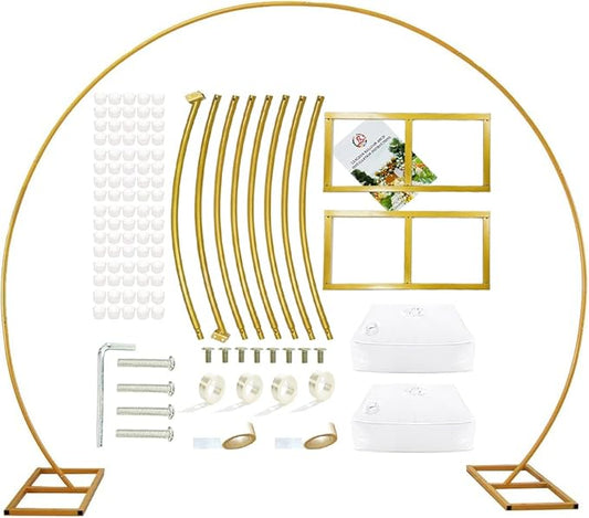 LANGXUN 9.5ft Large Size Metal Circle Balloon Arch Stand Decoration, Arch Frame for Birthday Wedding Graduation Decorations and Event Party Supplies, Baby Shower Photo Background