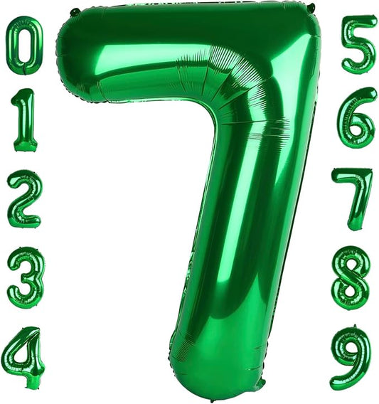 40 Inch Number 7 Balloon, 6 7 Birthday Decorations, Dark Green Seven Birthday Decor, 7 17 27 70 Year Old Balloon Number for Engagement, Wedding, Graduations