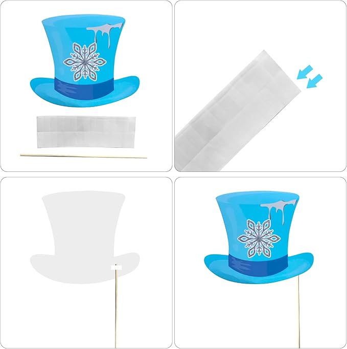 Glitter Winter Photo Booth Props Set,32pcs Winter Wonderland Decorations,Fun Snowman Snowflake Selfie Props Signs,Christmas Photo Backdrop Table Decorations for Holiday Birthday Party Favors Supplies