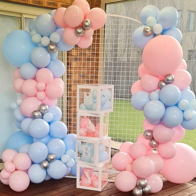 139pcs Gender Reveal Balloon Garland Arch Kit with Pink and Blue Balloons Silver Balloons for Boy or Girl Gender Reveal Decorations Birthday Party Baby Shower Celebration Wedding Anniversary (No Box)