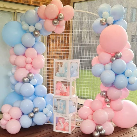 139pcs Gender Reveal Balloon Garland Arch Kit with Pink and Blue Balloons Silver Balloons for Boy or Girl Gender Reveal Decorations Birthday Party Baby Shower Celebration Wedding Anniversary (No Box)