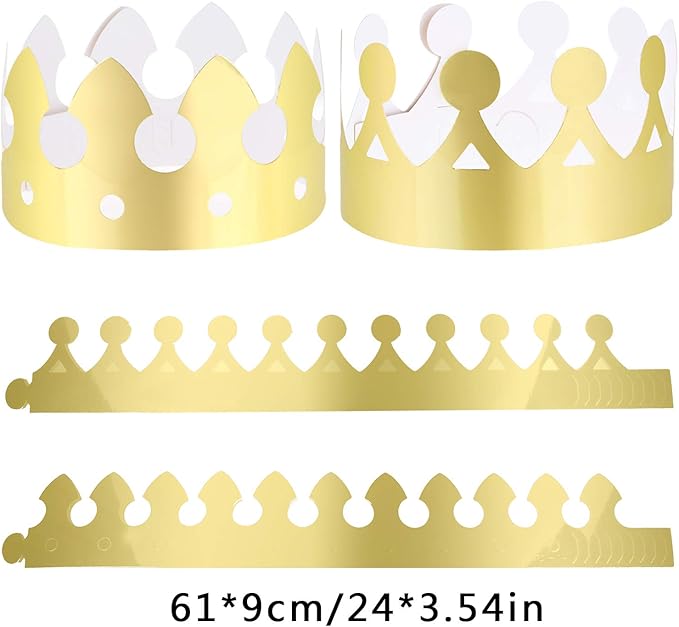 LOCOLO 30 Pieces Golden Paper Crown Gold Paper Crowns Birthday Party Bulk Crown Party Crowns Hats King Crown for Adults Students Hat Party Supplies Favors Celebration Photo Props