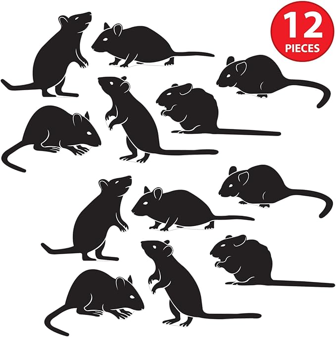 Beistle 12 Piece 6.25" - 8.5" Mice Silhouette Cut Outs, Creepy Halloween Party Decorations