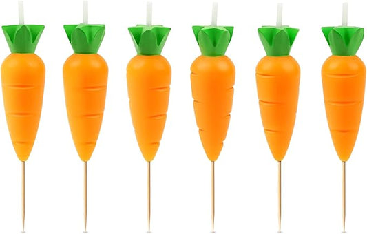 Genuine Fred Garden Party Carrot Candles, Set of 6 Carrot Party Candles, 2.4 Inch Tall, Spring Cake Toppers and Food-Themed Celebration Decor