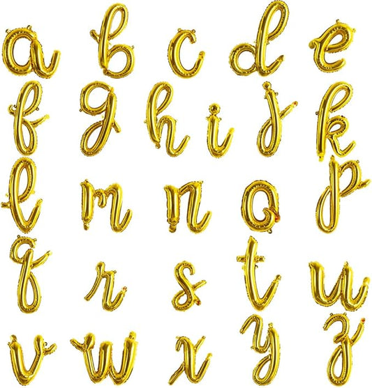 TONIFUL 52 Pcs 16 Inch Gold Cursive Letter A-Z Balloons,Cursive Custom Phrase Foil Alphabet DIY Personalized Phrase Banner for Birthday Anniversary Celebration Graduation Party Supplies Decor