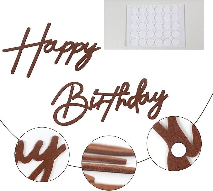 Happy Birthday Sign for Backdrop - Felt Happy Birthday Sign for Balloon Arch Birthday Party Balloon Arch Backdrop Decorations for Birthday Party Baby Shower - Brown