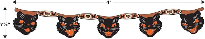 Beistle 2 Piece Vintage Halloween Party Decorations - Black Cat Banners