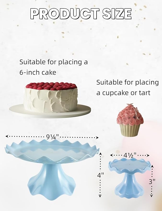 3 Pcs Cake Stand Set, Laced Cake Stand, Mini Cupdake Holder for Party,Wedding,Birthday,Celebration,Baby Shower,Anniversary (Macaroon Blue)