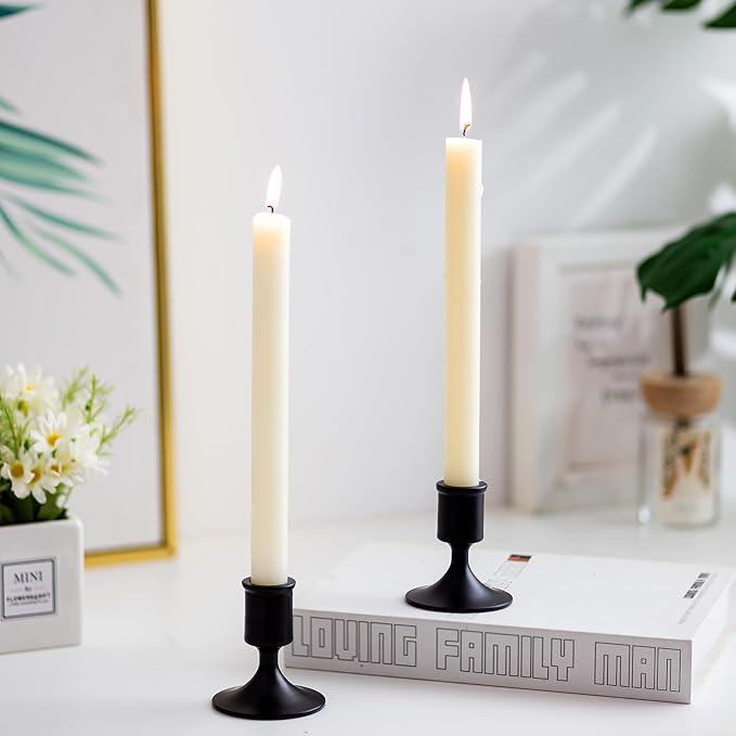 Sziqiqi Candlesticks Holder for Wedding Table Centerpiece - Black Taper Candle Holders Candle Stick Holder Bulk for Christmas Candlelight Dinner Wedding Party Festival Decor Pack of 6