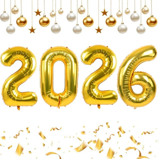 TONIFUL 2026 Graduation Balloons 42Inch Gold 2026 Number Balloons Aluminum Foil Mylar Balloons for New Year Eve Graduation Decorations Class of 2026 Christmas Anniversary 2026 Grad Party Supplies