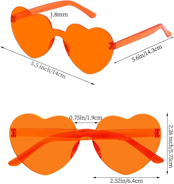 30 Pcs Heart Shape Sunglasses Frameless Transparent Glasses Get-Together Favors for Women