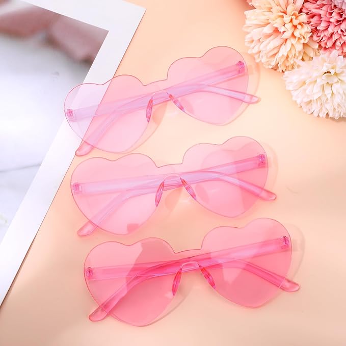 20 Pairs Heart Sunglasses, Heart Shaped Sunglasses Fun Rimless Pink Accessories for Women, Bachelorette Party Favors
