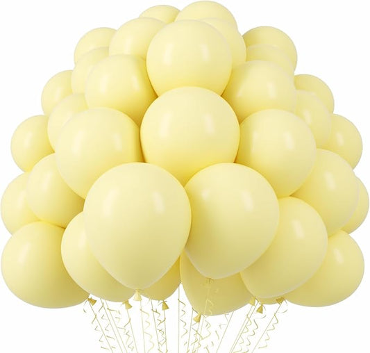Voircoloria 110pcs Pastel Yellow Balloons 12inch Light Yellow Latex Party Balloons for Graduation, Easter, Wedding, Birthday, Bridal Shower, Sunflower Party, Baby Shower, Anniversary Party Decorations