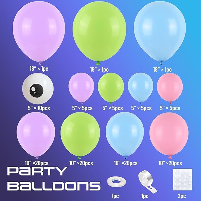 Blue Purple Balloons Arch for Kids Theme Party Decorations, Blue and Purple Balloons Garland Kit, Pink Green Latex Balloon for Boys Theme Birthday Baby Shower Party Decorations