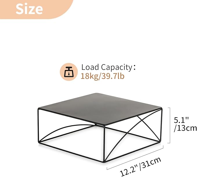 NUPTIO Cupcake Stand Dessert Display: 12 Inch Cake Holder Metal Food Pedestal Stands Black Food Risers for Halloween Tea Party Birthday Graduation Table Decor Square Buffet Fruit Plant Stand