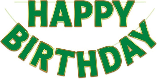 Happy Birthday Banner - 9ft Pre-Strung Happy Birthday Sign for Women, Men, Girls, Boys - No DIY Birthday Decorations & Party Supplies(Green)