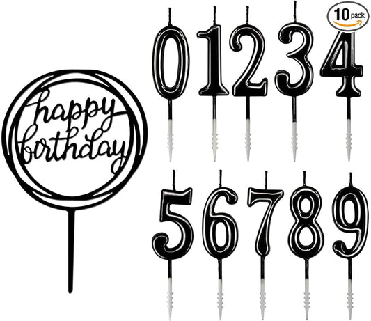 10-Piece Number Birthday Candles - Glitter Cake Topper Decoration for Birthday and Wedding Parties