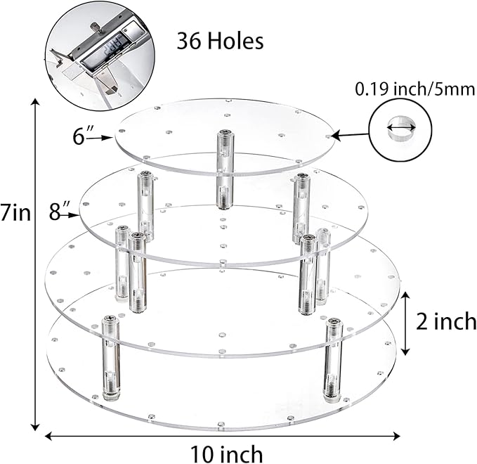 TOPZEA 3-Tier Cake Pop Display Stand, 36 Hole Clear Acrylic Lollipop & Cake Pop Holder Round Tiered Cupcake Dessert Table Stand for Baby Shower, Wedding, Birthday, Party, Anniversary, Halloween