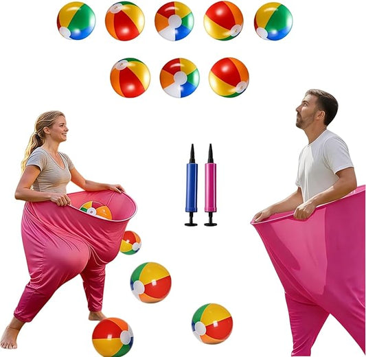 Granny Pants Yard Game Set, Oversized Giant Pants Outdoor Party Game with Bouncy Balls & Air Pump, Ultimate Backyard Games for Family Reunion, Carnival & Friends Gathering
