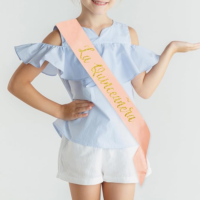 La Quinceañera Satin Sash, 15th Birthday Sash, 15 Years Old Gifts Party Supplies,,Happy15th Birthday Party Decoration (Pink)