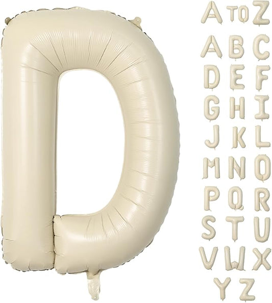 Biapian 40 Inch Giant Cream D Foil Balloons - Big Single Alphabet A-Z, Beige Large Aluminum Balloons for Birthday, Baby Shower, Wedding, Anniversary Party Decoration