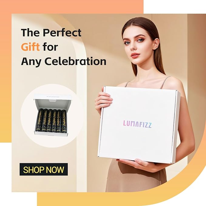 [6 Pack] 12 Inch Confetti Cannon Party Poppers Gold，LUMAFIZZ Confetti Shooters Blaster for Birthday Graduation Wedding Christmas New Year’s Eve and Any Celebrations