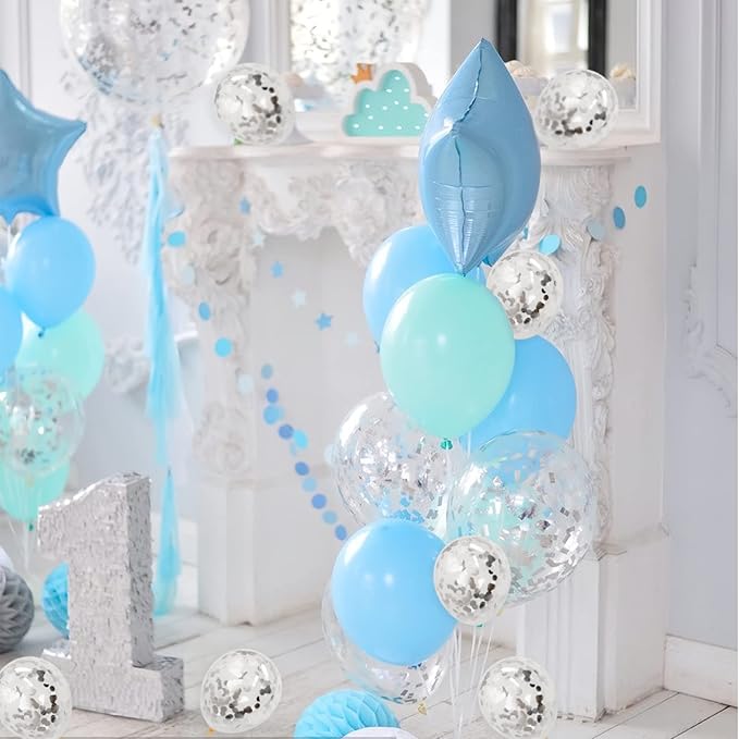 Silver Confetti Balloons, 40 Pcs 5 Inch Clear Balloons with Confetti Inside for Graduation Engagement Cake Topper Decor Bridal Shower Baby Shower Birthday Party Decoration Supplies