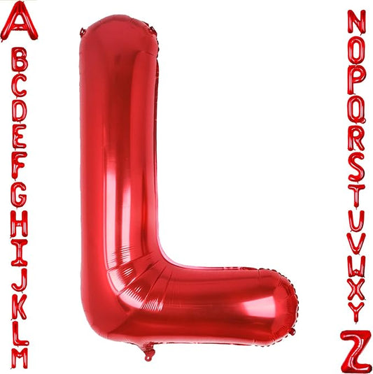 AULE red Letter Balloons L 40Inch Large Giant big Foil Mylar red L Balloon for Birthday Aniversary Party Decorations