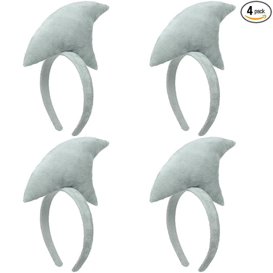 Beviliu Shark Headbands, Animal Headband Shark Fin Headband for Adults Halloween Cosplay, Shark Fin Costume Accessories for Shark Sea Ocean Party Birthday, 4Pack