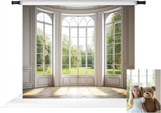 Kate 10x8ft Spring Panel Windows Scenery Backdrop for Photography Indoor White Panel Windows Background Photo Studio Props