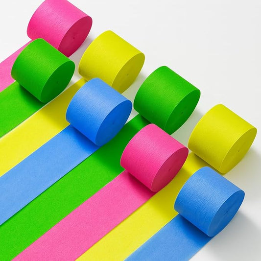 KatchOn, 656 Feet, Crepe Paper Streamers – 8 Rolls | Colorful Streamers for Birthday, Wedding, Baby Shower | Paper Party Streamers for Fiesta Safari, Christmas, Halloween | Mexican Party Decorations