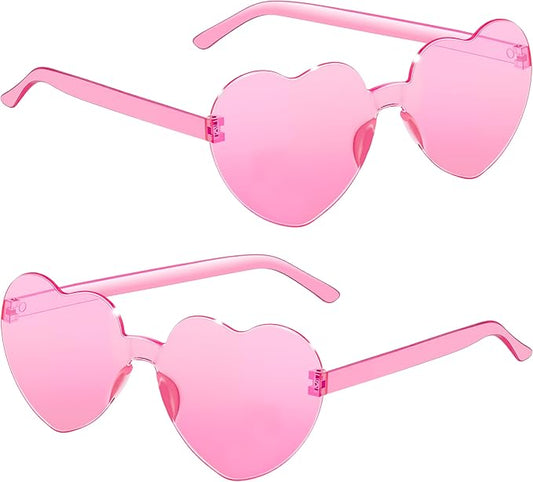 2/4/8/12/20 Pairs Heart Shaped Sunglasses Transparent Heart Glasses Rimless Trendy Eyewear for Valentines Party Favor