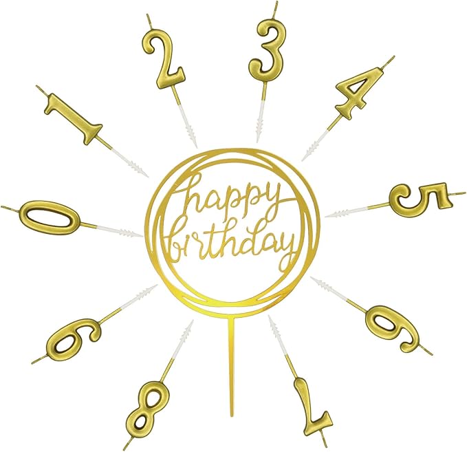 10-Piece Number Birthday Candles - Glitter Cake Toppers for Birthday & Wedding Parties