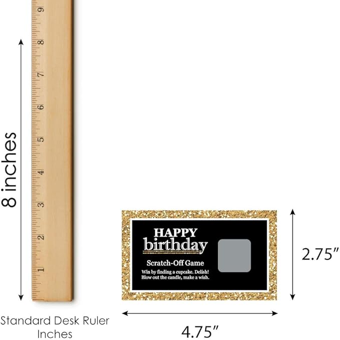 Big Dot of Happiness Adult Happy Birthday - Gold - Birthday Party Game Scratch Off Cards - 22 Count (Pack of 2)