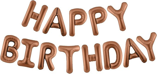 CANREVEL Happy Birthday Banner 13pcs 16 Inch Mylar Foil Letters Sign Balloons Birthday Party Decorations for Kids and Adults - 3D Chocolate