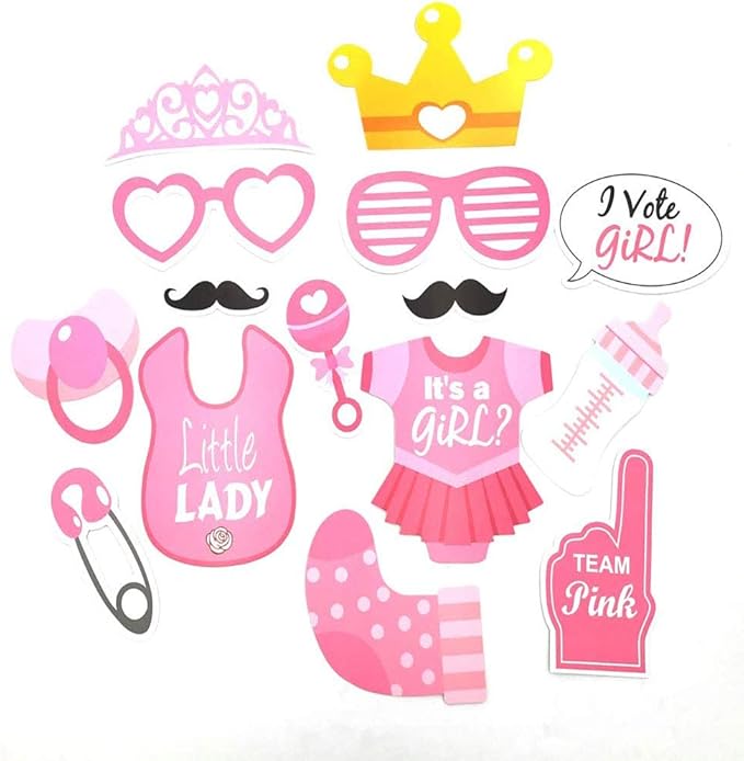 VstarOne 30pcs Birthday Photo Booth Props Party Supplies Birthday Party Photo Props Baby Models Glasses Pacifier Beard for Kid Shower Party Birthday Party Decorations
