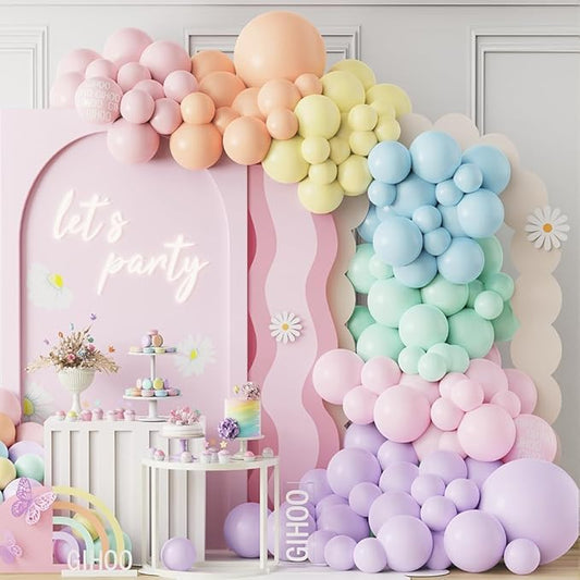Pastel Balloon Garland Arch Kit 152pcs Macaron Rainbow Latex Rainbow Balloon for Pastel Birthday Unicorn Ice Cream Party Decorations